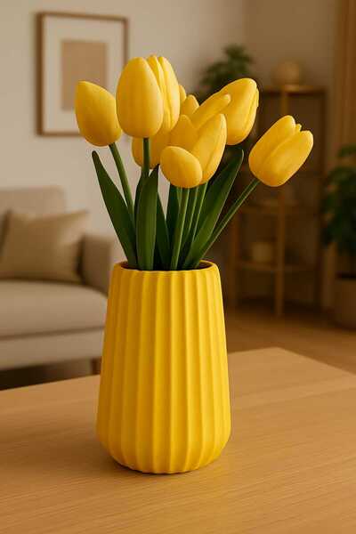 Karra Art مزهرية زخرفية مصنوعة يدويًا من الخرسانة - تصميم عصري على شكل أسطوان...