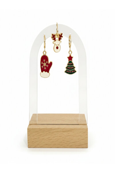 Alyas Aksesuar New Year Themed 3-Piece Enamel Earrings