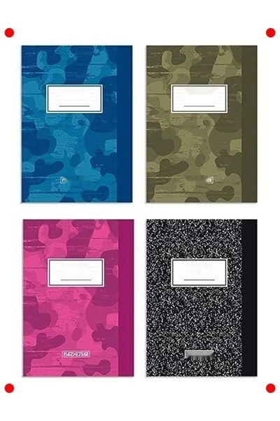 markentegra A4 Camouflage Patterned Checkered Notebook Set - Pack of 4