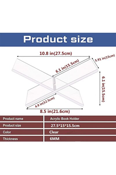 ALAYRA International Acrylic X-Shaped Book Holder 27.5×15.5×21.6 cm – Cookbook, Recipe & Magazine Stand