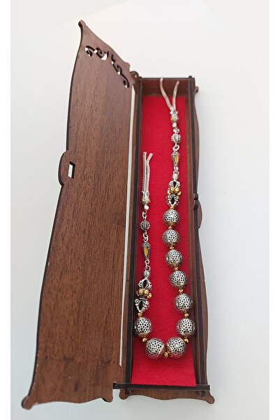 aytens Master Crafted Zamak Zaza Prayer Beads with Brass Inlay and Natural Stones - Special Design