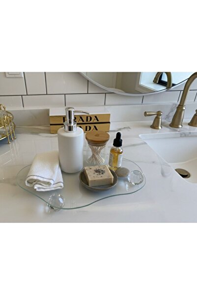 Mgs Decorative Glass Organizer Bathroom Coffee Table Top Makeup Organizer Tray Crystal - Diamond Round Model Ball