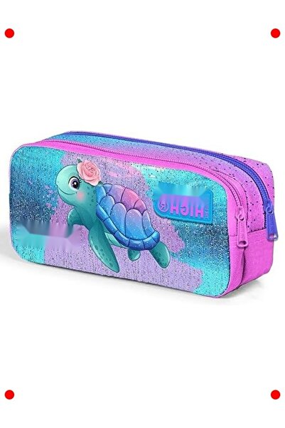 markentegra Girl's Two-Compartment Turtle Pattern Pencil Holder