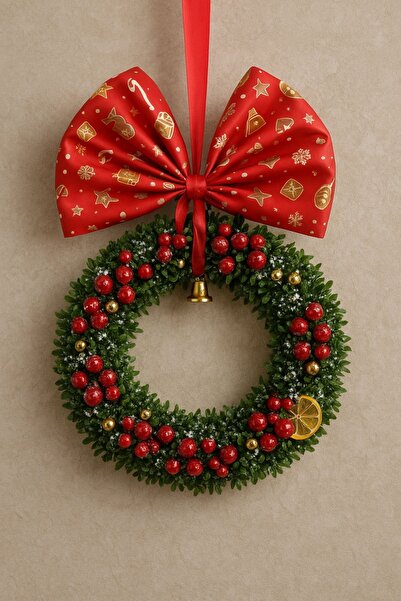 Diana Accessory Doğal Kapı Süsü Çelenk Portakal 35cm - Yılbaşı Dekorasyon Hob...