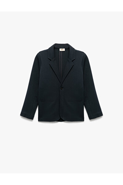 Koton Buttoned Long Sleeve Double-Breasted Collar Pocket Cotton Basic School Jacket