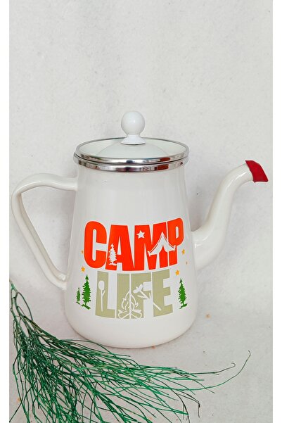 EBRULİEMAYE Camp Life Enamel Coffee Pot 1 Liter Milk Jug Pitcher Oil Pot Camping Teapot
