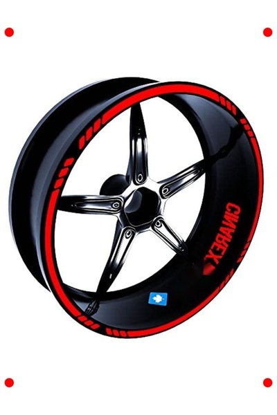 markentegra 4-Piece Cutout Flag Wheel Rim Strip Sticker - Red