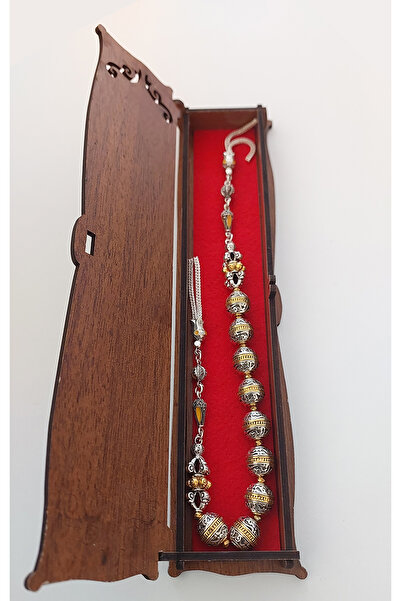 aytens Master Crafted Zamak Zaza Prayer Beads with Brass Inlay and Natural Stones - Special Design