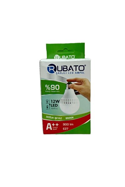 RUBATO 12WATT BEYAZ şarjlı led ampul 2 adet