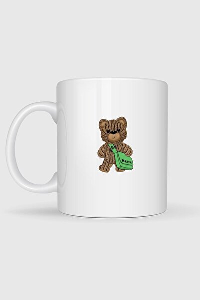 Bahriyeli Collection Sweet Teddy Bear with Green Bag Printed Mug Cups