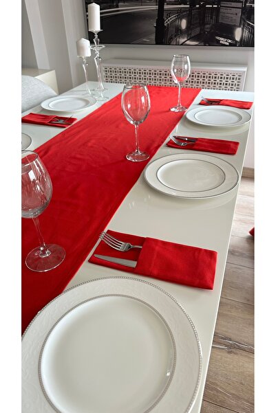 Decamor home 6 Pieces of Cotton Fabric Red Spoon Rest 10 X 24 cm