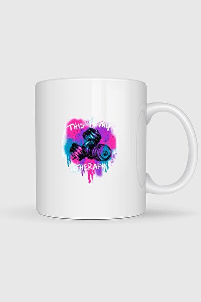 Bahriyeli Collection This Is My Therapy Dumbell Fitness Gym Printed Mug Cup