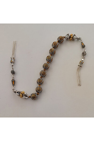 aytens Master Crafted Zamak Zaza Prayer Beads with Brass Inlay and Natural Stones - Special Design