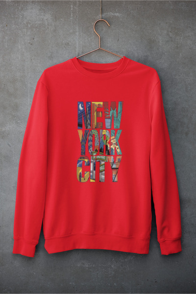 MG New York City Printed Cotton Long Sleeve 3 Thread Sha Fleece-Lined Nisex Sweatshirt