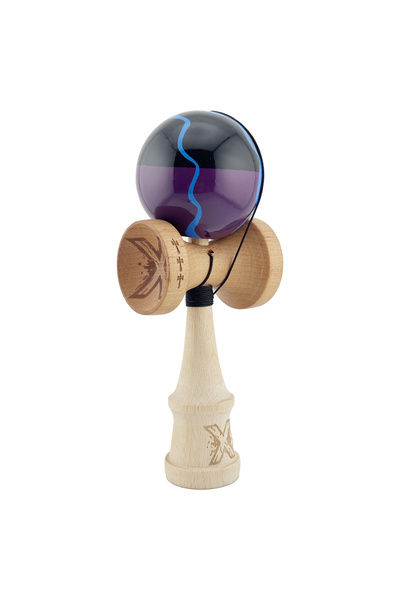 VİBE Kendama X, Super Sticky with Large Cups, Metal Bearing, Wooden 18 cm, String 55 cm, Black/Purple