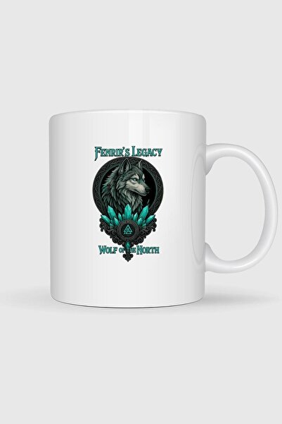 Bahriyeli Collection Fenrir S Legacy Wolf of the North Printed Mug Cup