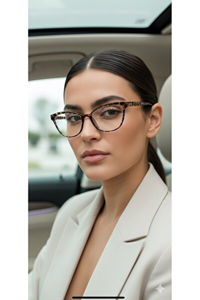 PİYESBOUTİQUE Ariana Cat Eye Cat Eye Bone Transparent Women Men Unisex Blue Light Protecting Screen Glasses Eyewear