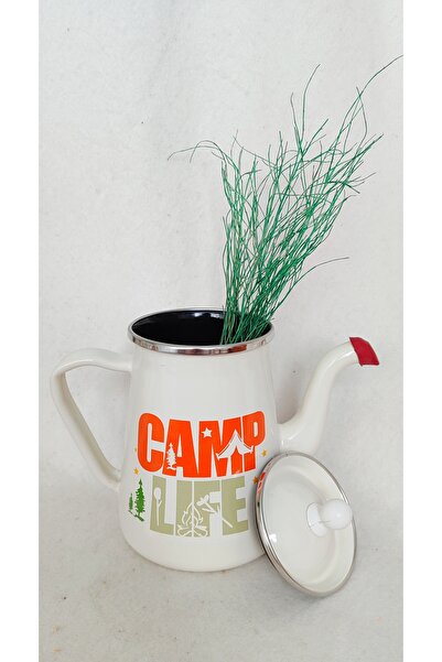 EBRULİEMAYE Camp Life Enamel Coffee Pot 1 Liter Milk Jug Pitcher Oil Pot Camping Teapot