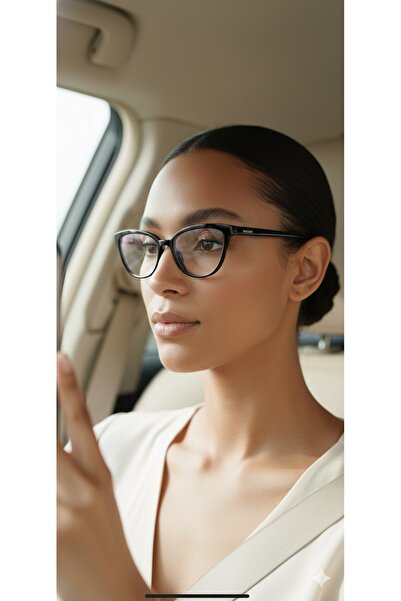 PİYESBOUTİQUE Ariana Cat Eye Cat Eye Bone Transparent Women Men Unisex Blue Light Protecting Screen Glasses Eyewear