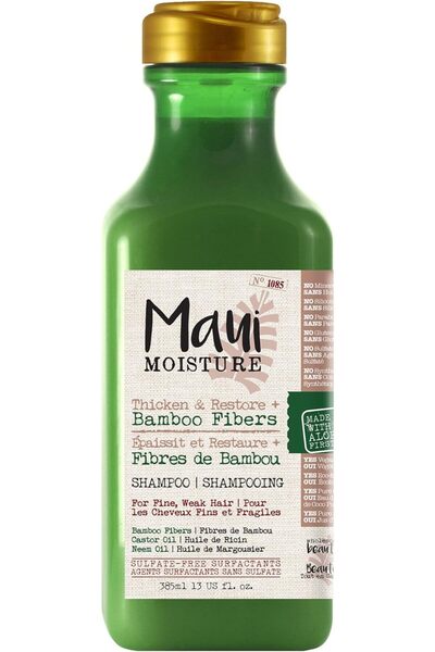 Maui Moisture Thicken & Restore + Bamboo Fiber Sulfate Free Shampoo, 13 oz