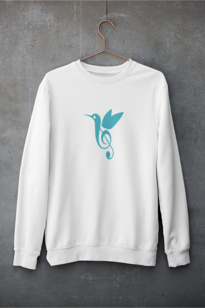 MG Nota Bird Printed Cotton Long Sleeve 3 Thread Sha Fleece-Lined Nisex Sweatshirt