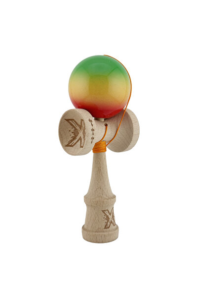 VİBE Kendama X, Super Sticky Large Cups, Metal Bearing with Thread 55 cm, Green/Yellow/Red