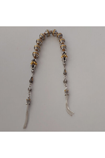 aytens Master Crafted Zamak Zaza Prayer Beads with Brass Inlay and Natural Stones - Special Design