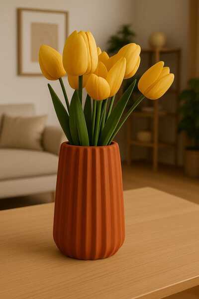 Karra Art مزهرية زخرفية مصنوعة يدويًا من الخرسانة - تصميم عصري على شكل أسطوان...