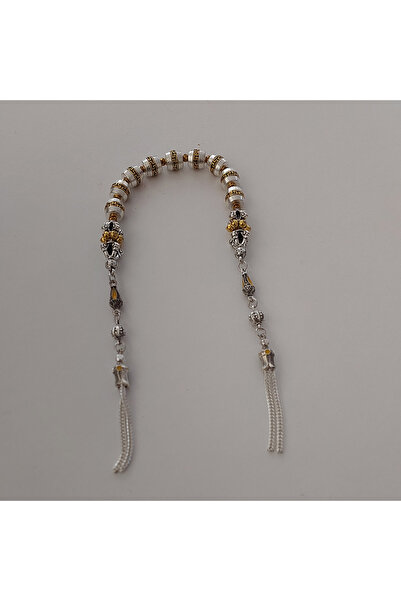 aytens Master Crafted Zamak Zaza Prayer Beads with Brass Inlay and Natural Stones - Special Design