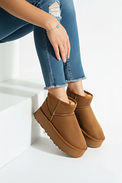 Bermody Frelyn Women's Fur-Lined Suede Look Thick 4 cm Poly Sole Warm Boots