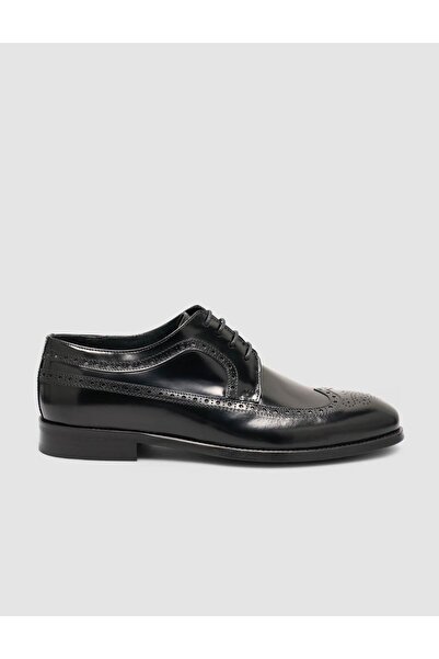Cabani Genuine Split Leather Black Men's Classic Brogue Shoes