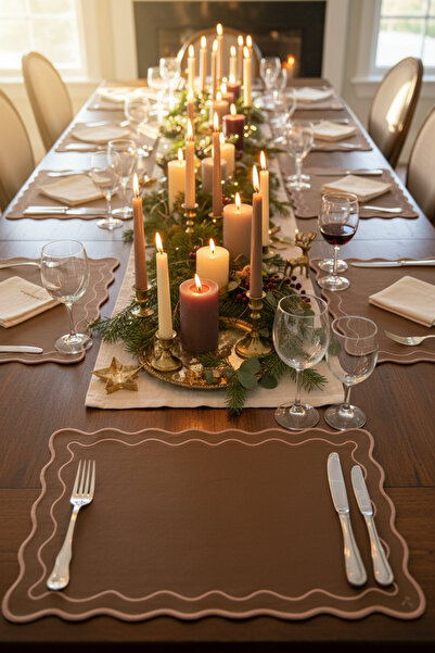 Haus Violett Serpentine Serpentine %100 Keten Nakışlı Amerikan Servisi 39 cm ...