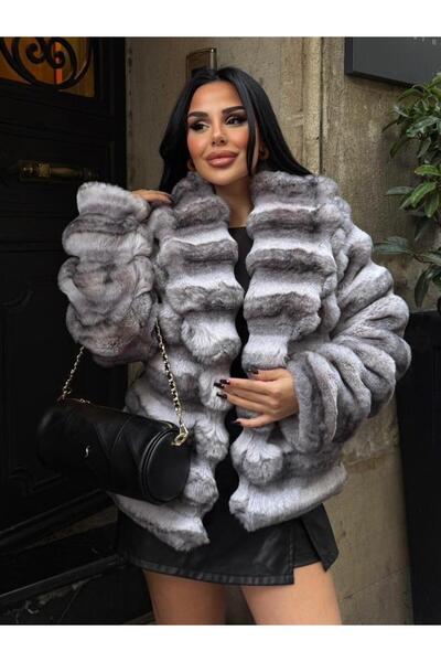 maymagaza Sontra Kısa Kürk Kırçıllı Gri