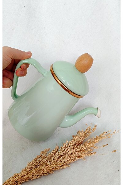 EBRULİEMAYE Mint Vintage Decorative Enamel Coffee Pot 1 Liter Milk Jug Pitcher Oil Pot Camping Teapot