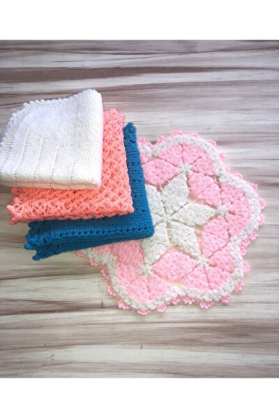 MOR TIRTIL el örgüsü banyo lifi sabun bezi 4 lü set çeyizlik gelin işi