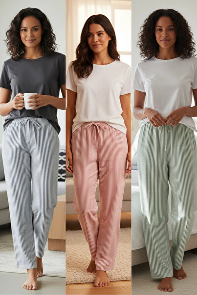 LVORİA بيجامة نسائية منقوشة مكونة من قطعة واحدة 3 قطع