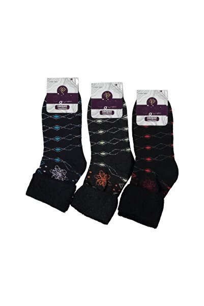 Desimo Winter Dark Colored Towel-Like Folded Smart Boot Socks 3 Pairs