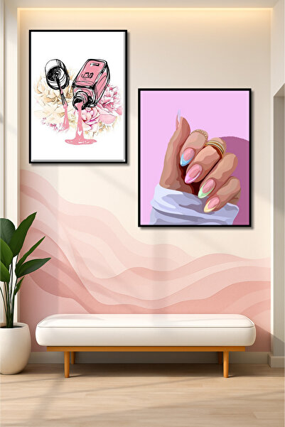 ERUMAR HOME Güzellik Merkezi Duvar Dekoru Oje Ve Tırnaklar Çerçeve Görünümlü ...