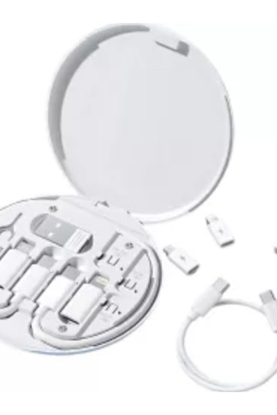 OEM 5-in-1 Portable Kit with USB-A/USB-C/Lightning/Micro-USB Adapters for Phone and Tablet, White