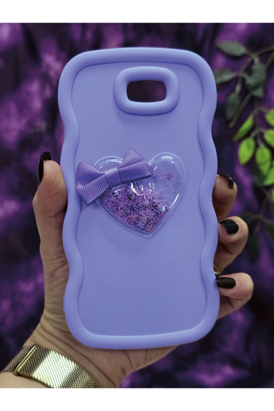 Magic Ring حافظة هاتف سامسونج جالاكسي J7 برايم المتوافقة مع اللون الأرجواني اللامع مع قلب وشريط