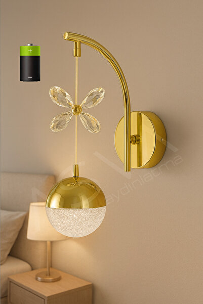 asva aydınlatma Kelebekli Tasarımlı Pilli Günışığı Led Duvar Apliği – Modern Dekoratif Gold Duvar Lambası