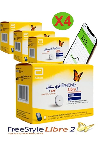 Abbott Freestyle Libre2 Sensor Flash System for Monitoring and Measuring Blood Sugar Without Needling (4 Pack)