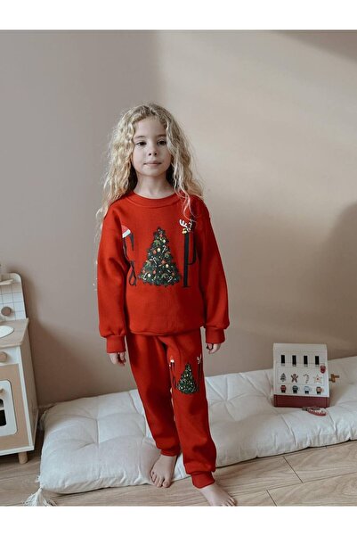 MİNİKO KİDS Girls' Christmas Themed 3-Ply Tracksuit Set
