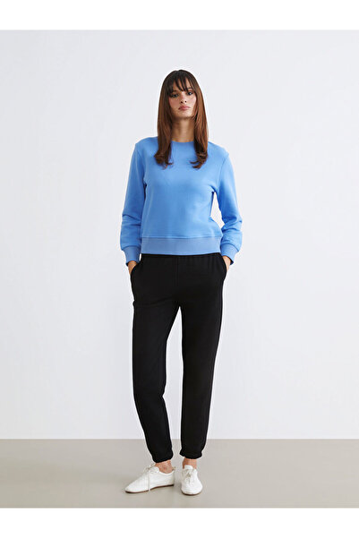 LC Waikiki Lcw Vision Black Women's Thick Jogger Sweatpants with Elastic Waist