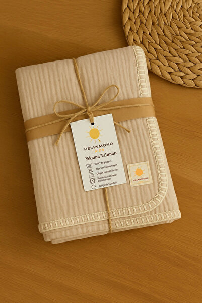 Heianmono Kids 4 Layer Shepherd Latte Color 100% Cotton Muslin Baby Blanket (100X120 cm)