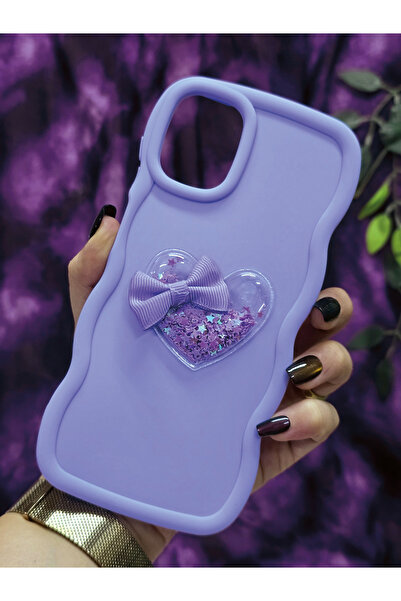 Magic Ring حافظة هاتف سامسونج جالاكسي A07 متوافقة مع تصميم القلب والشريط اللامع باللون الأرجواني الفاتح