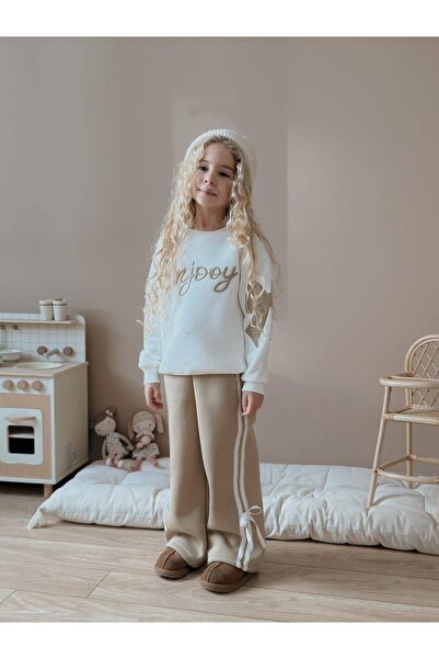 MİNİKO KİDS Girl's Enjoy Kol Bow-Tie Model 3 Yarn Shard Fleece-Lined Im