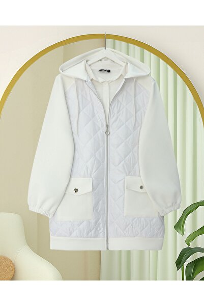 HİJABAYA Φούτερ Scuba με κουκούλα και τσέπες με καπιτονέ λεπτομέρεια στο μπρο...