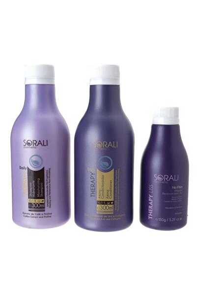 Surali مجموعة تنعيم وتنعيم الشعر الثلاثية: علاج بروتيني 150 مل + شامبو 300 مل + بلسم