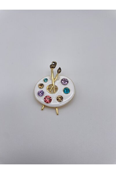 AGAPI Ressam Paleti Figürlü Renkli Broş – Sanat Temalı Metal Aksesuar